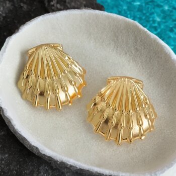 Ohrstecker Seashell Edelstahl goldfarben