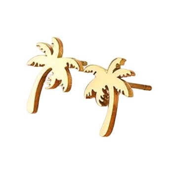 Ohrstecker Palme Edelstahl goldfarben