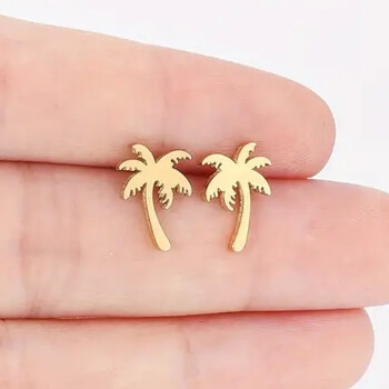 Ohrstecker Palme Edelstahl goldfarben