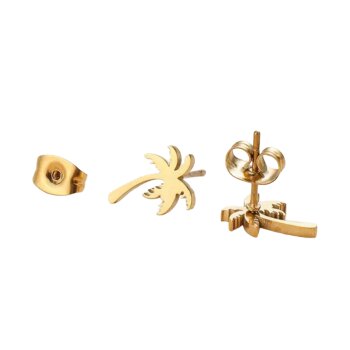 Ohrstecker Palme Edelstahl goldfarben