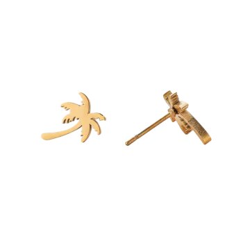 Ohrstecker Palme Edelstahl goldfarben