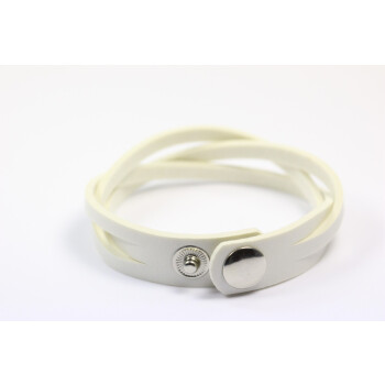 vintage Armband Leder  weiß  im Organza Beutel